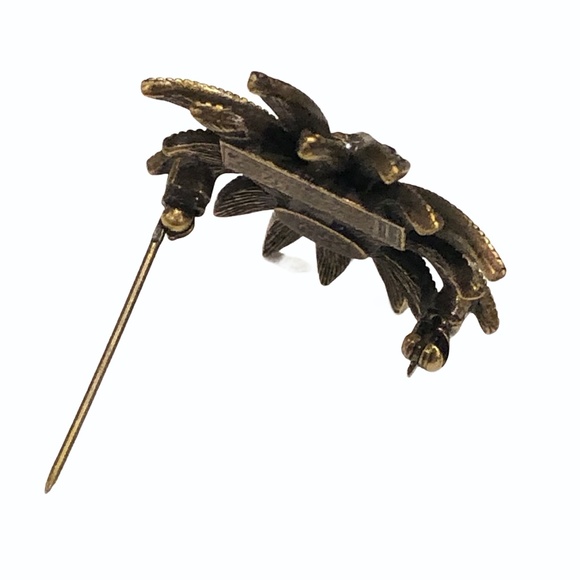 JOAN RIVERS SMALL AUTUMN COLORED CRYSTAL SUNBURST FLOWER BROOCH - Picture 14 of 14